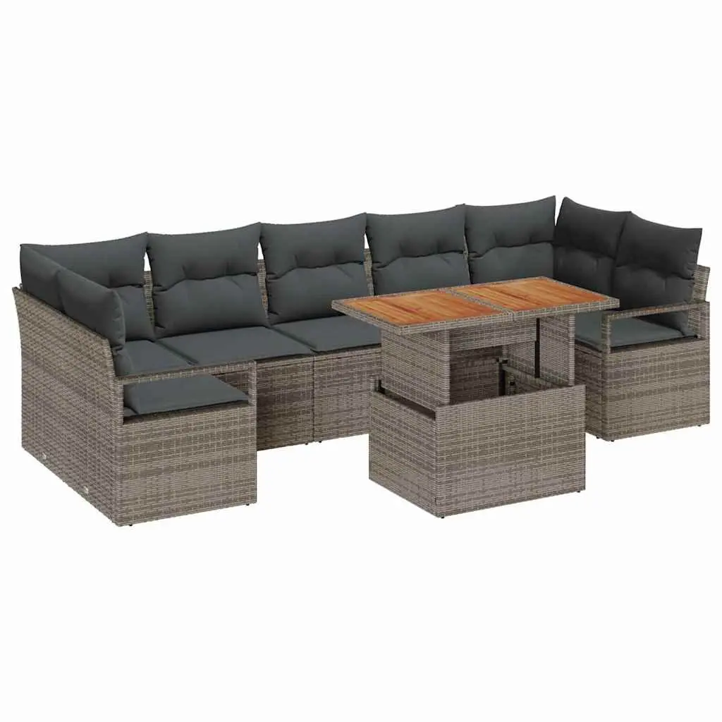 Garden Sofa Set Poly Rattan 8 Piece Modular Outdoor Furniture Grey