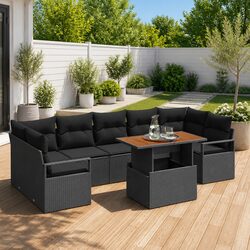 High-Quality 8-Piece Modular Black Rattan Garden Sofa Set