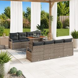 9 Piece Modular Grey Poly Rattan Garden Sofa Set