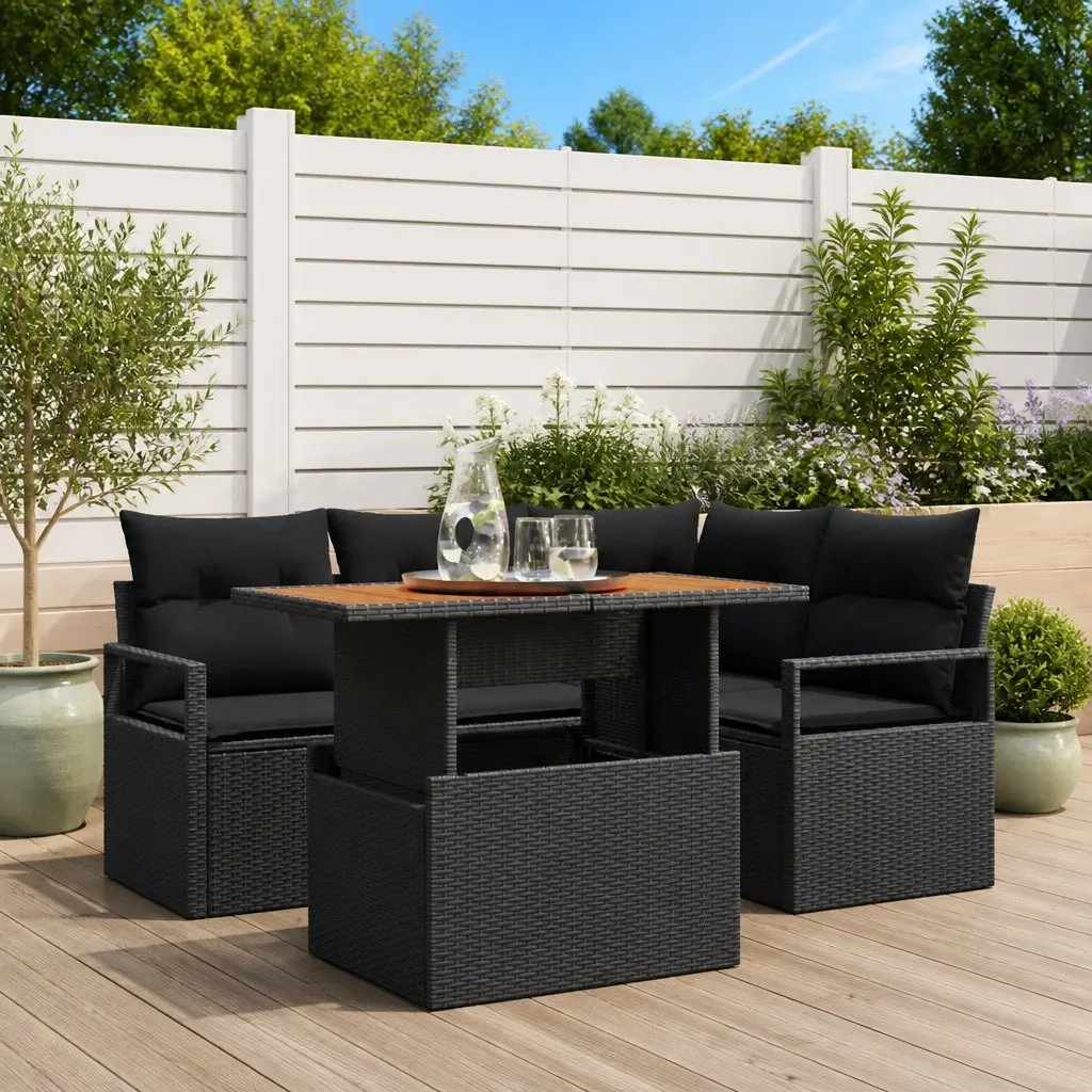 5-Piece Modular Garden Sofa Set in Black