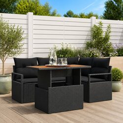 High-Quality 5-Piece Modular Garden Sofa Set in Black