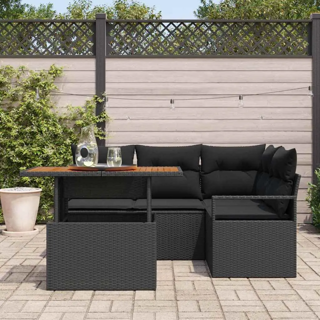 5-Piece Modular Garden Sofa Set in Black