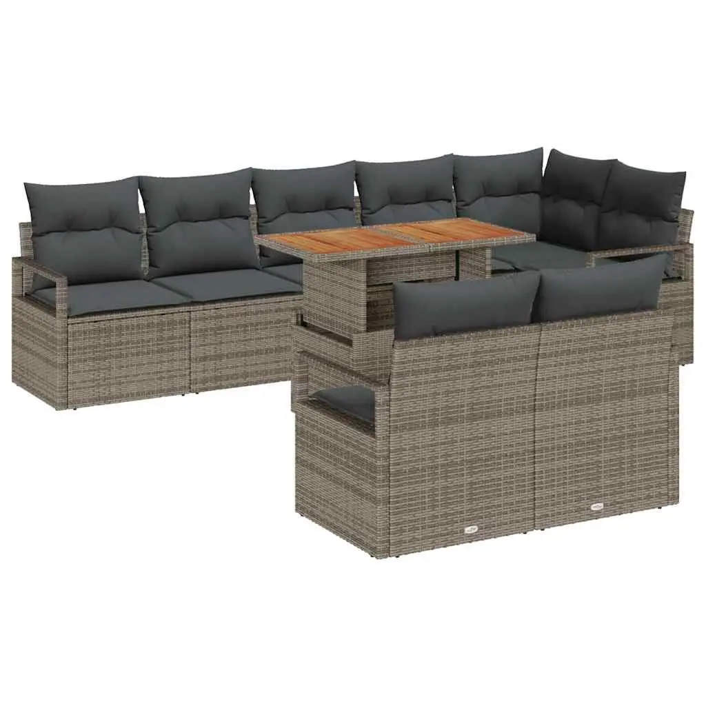 Grey Modular 9-Piece Garden Sofa Set for Outdoor Spaces