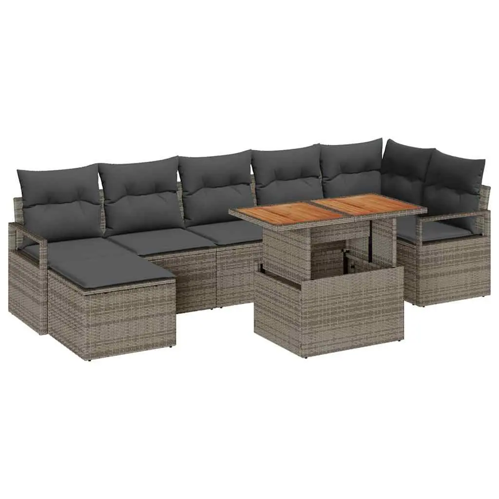 8 Piece Grey Modular Garden Sofa Set with Storage