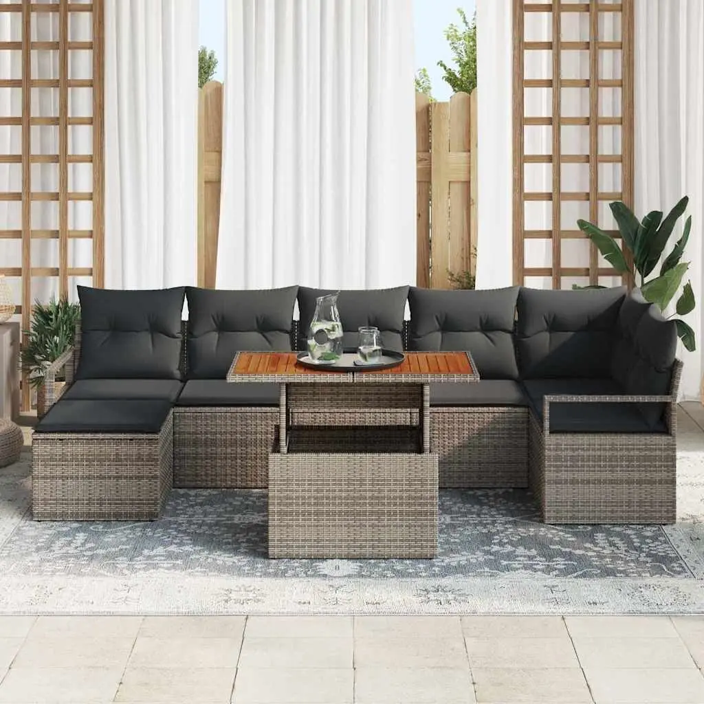8 Piece Grey Modular Garden Sofa Set with Storage