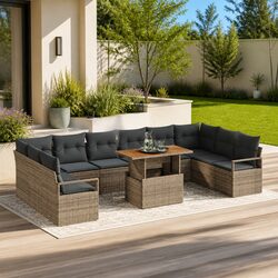 Durable 11-Piece Grey Modular Garden Sofa Set