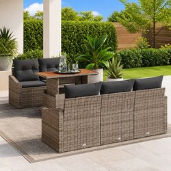 6-Piece Grey Modular Outdoor Sofa Set with Storage