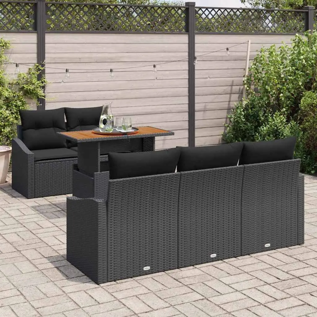 6-Piece Modular Outdoor Sofa Set with Storage in Black