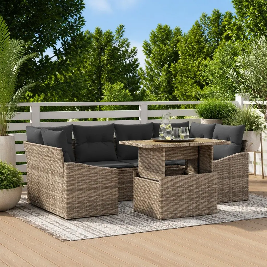 7-Piece Grey Modular Garden Sofa Set for Outdoor Spaces