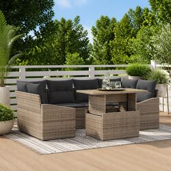 7-Piece Grey Modular Garden Sofa Set for Outdoor Spaces