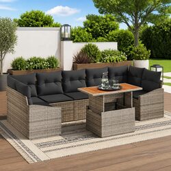 Premium 8-Piece Grey Garden Sofa Set for Outdoor Relaxation