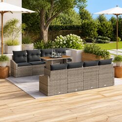 Premium 9-Piece Grey Poly Rattan Garden Sofa Set