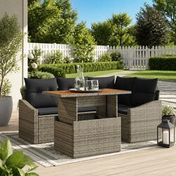 Modular Garden Sofa Set 5pcs Outdoor Furniture Grey