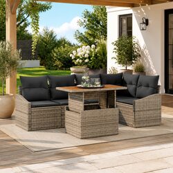 6-Piece Modular Outdoor Sofa Set with Storage in Grey