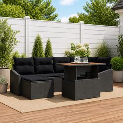 Durable Black Garden Sofa Set 7pcs Modular Outdoor Furniture