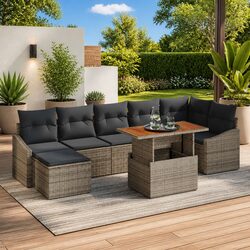 8-Piece Grey Garden Sofa Set with Storage for Outdoor Use