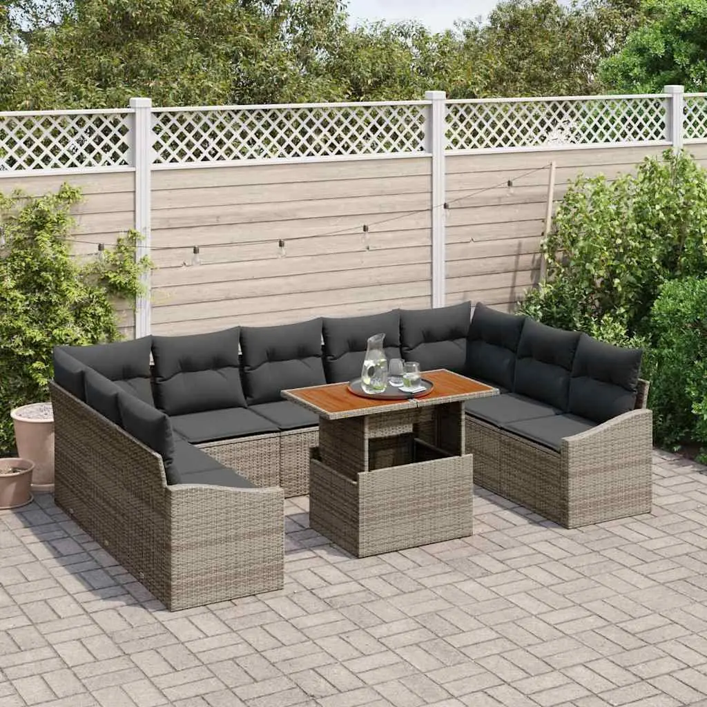 10-Piece Garden Sofa Set with Storage in Grey