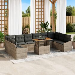 Modular 11-Piece Garden Sofa Set Grey Outdoor Furniture
