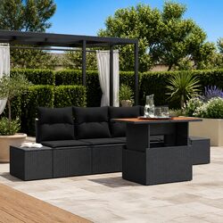 High-Quality 5 Piece Garden Sofa Set with Storage in Black