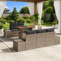 Premium 6-Piece Grey Modular Garden Sofa Set with Storage