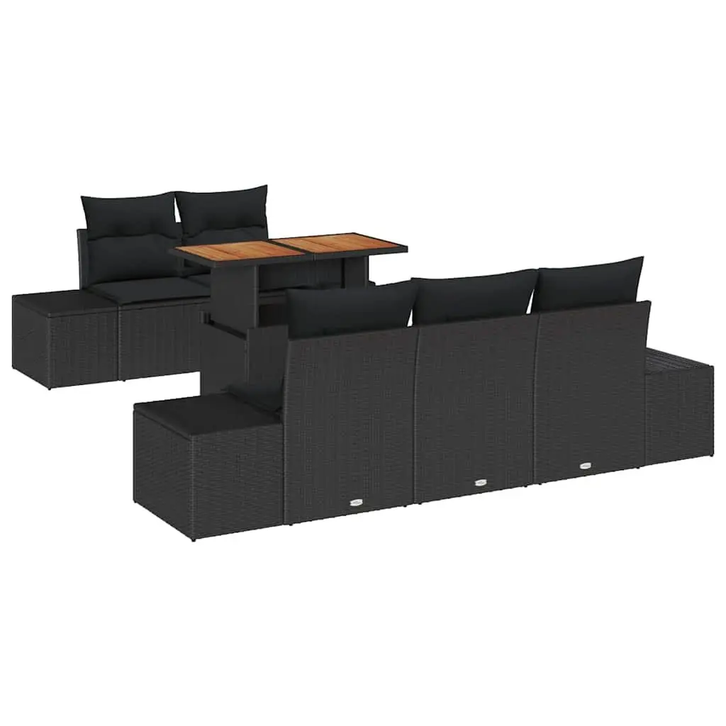 Modular 6-Piece Garden Sofa Set in Black