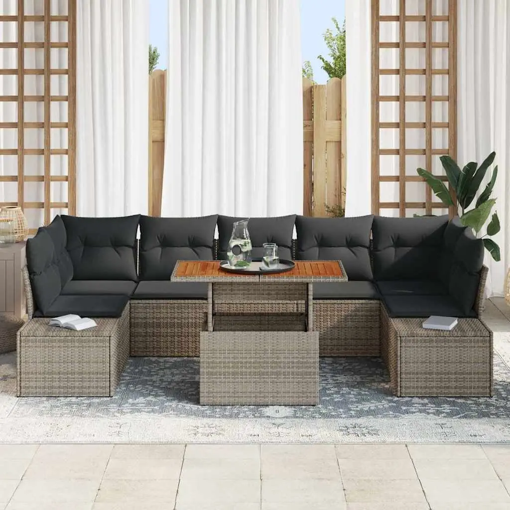 8-Piece Modular Garden Sofa Set in Grey