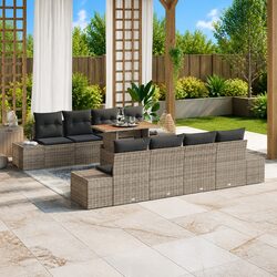 Outdoor Modular Garden Sofa Set 9 pcs with Storage Grey