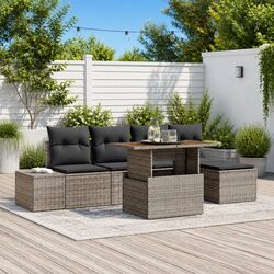 Stylish 6-Piece Garden Sofa Set in Grey Poly Rattan