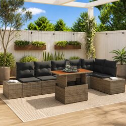 Premium 7-Piece Garden Sofa Set with Storage in Grey