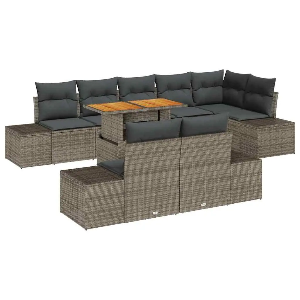 9 Piece Modular Garden Sofa Set in Grey