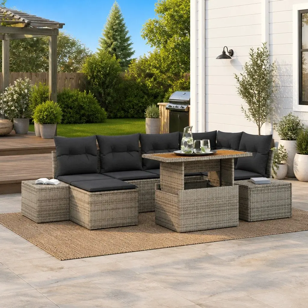 7-Piece Modular Garden Sofa Set with Storage