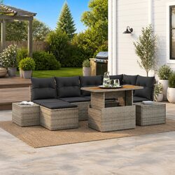 Stylish 7-Piece Modular Garden Sofa Set with Storage