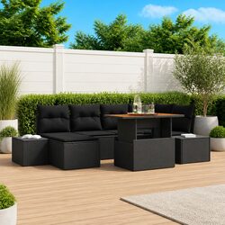 Premium Garden Sofa Set 7 pcs with Storage - Black