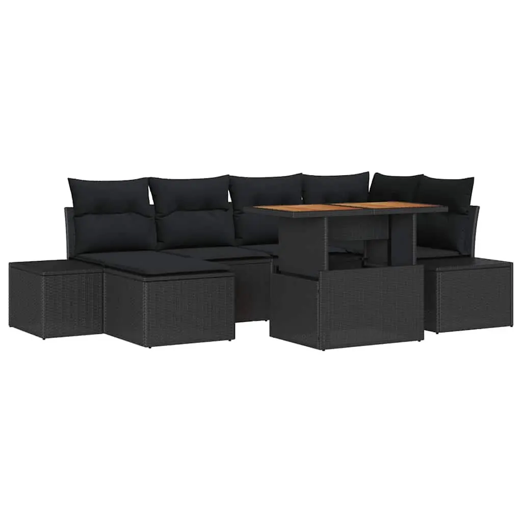 Garden Sofa Set 7 pcs Outdoor Furniture Modular Lounge with Storage Black