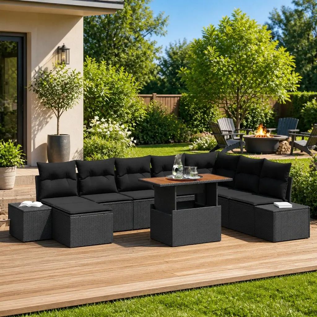 9-Piece Modular Garden Sofa Set with Storage