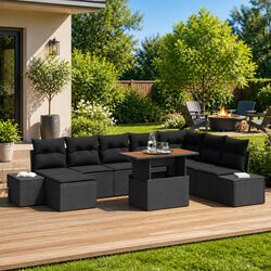 Stylish 9-Piece Modular Garden Sofa Set with Storage