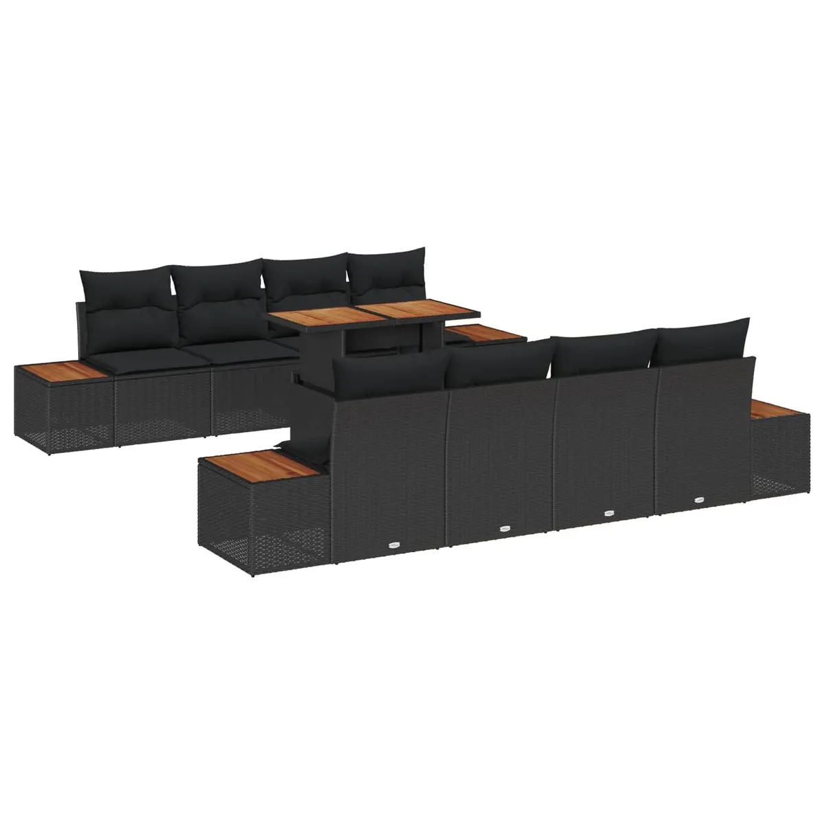 Garden Sofa Set 9 Piece Outdoor Furniture Modular Patio Seating Storage Black