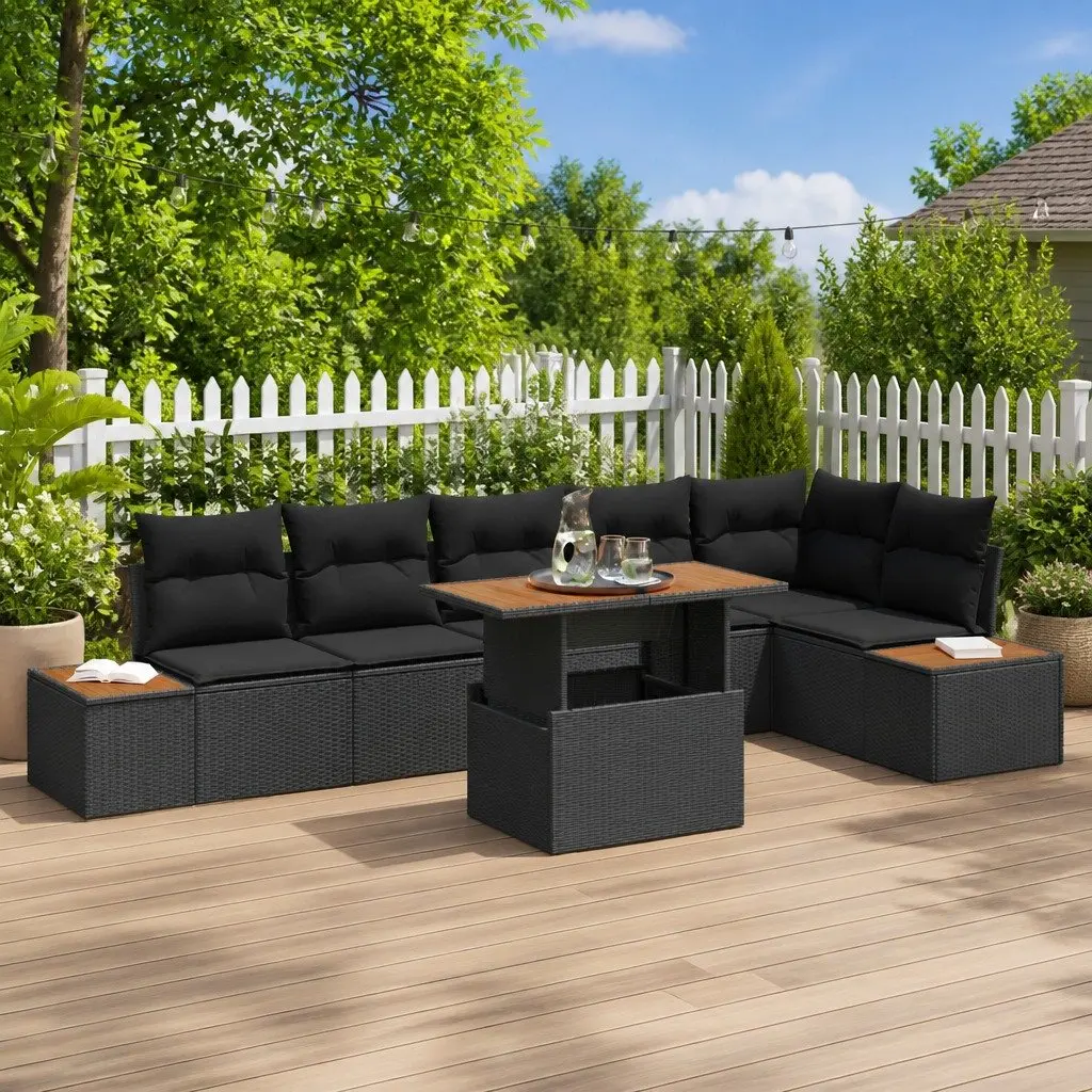 7-Piece Modular Outdoor Rattan Sofa Set with Storage