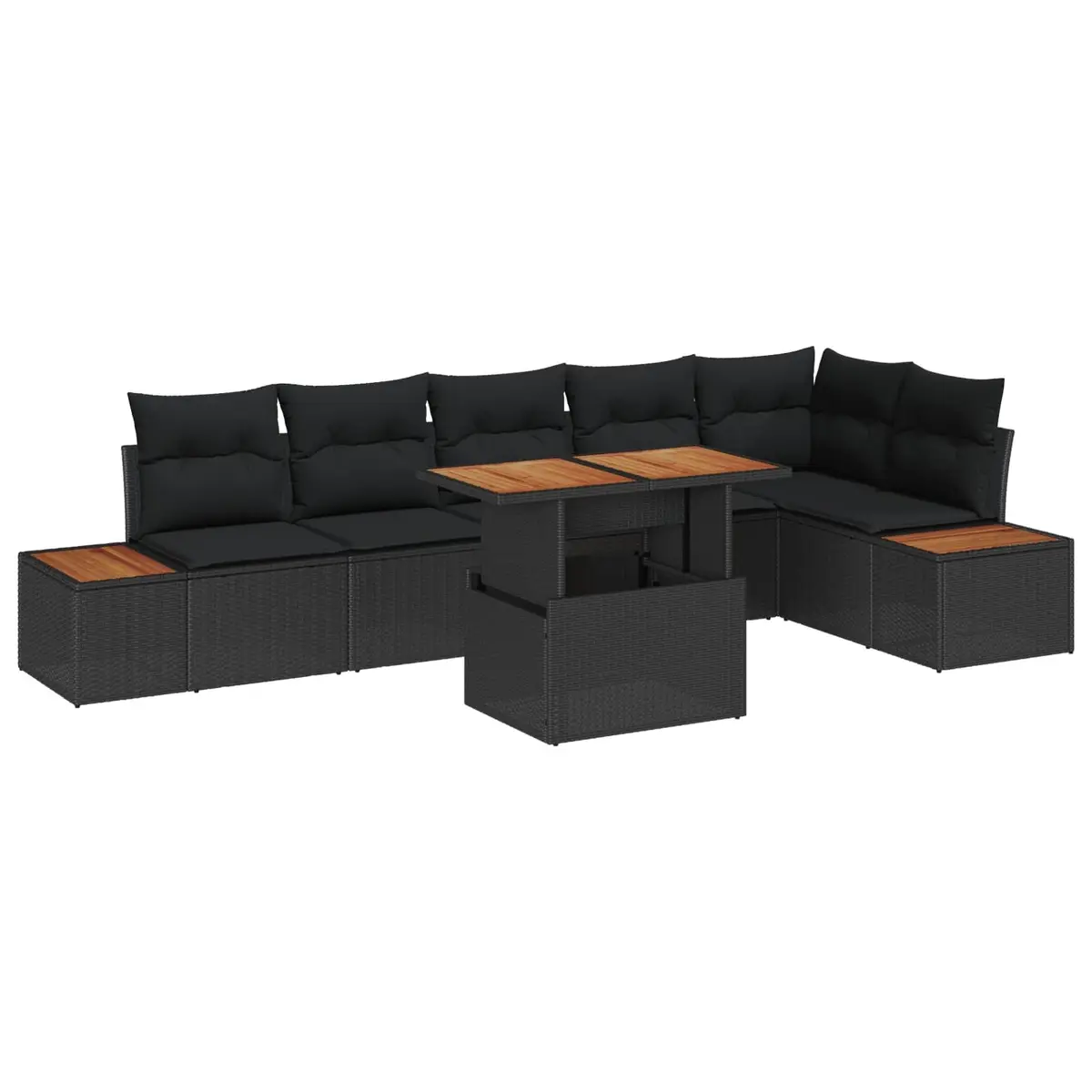 7-Piece Modular Outdoor Rattan Sofa Set with Storage