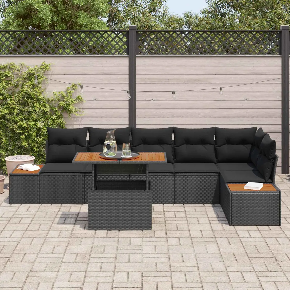 7-Piece Modular Outdoor Rattan Sofa Set with Storage
