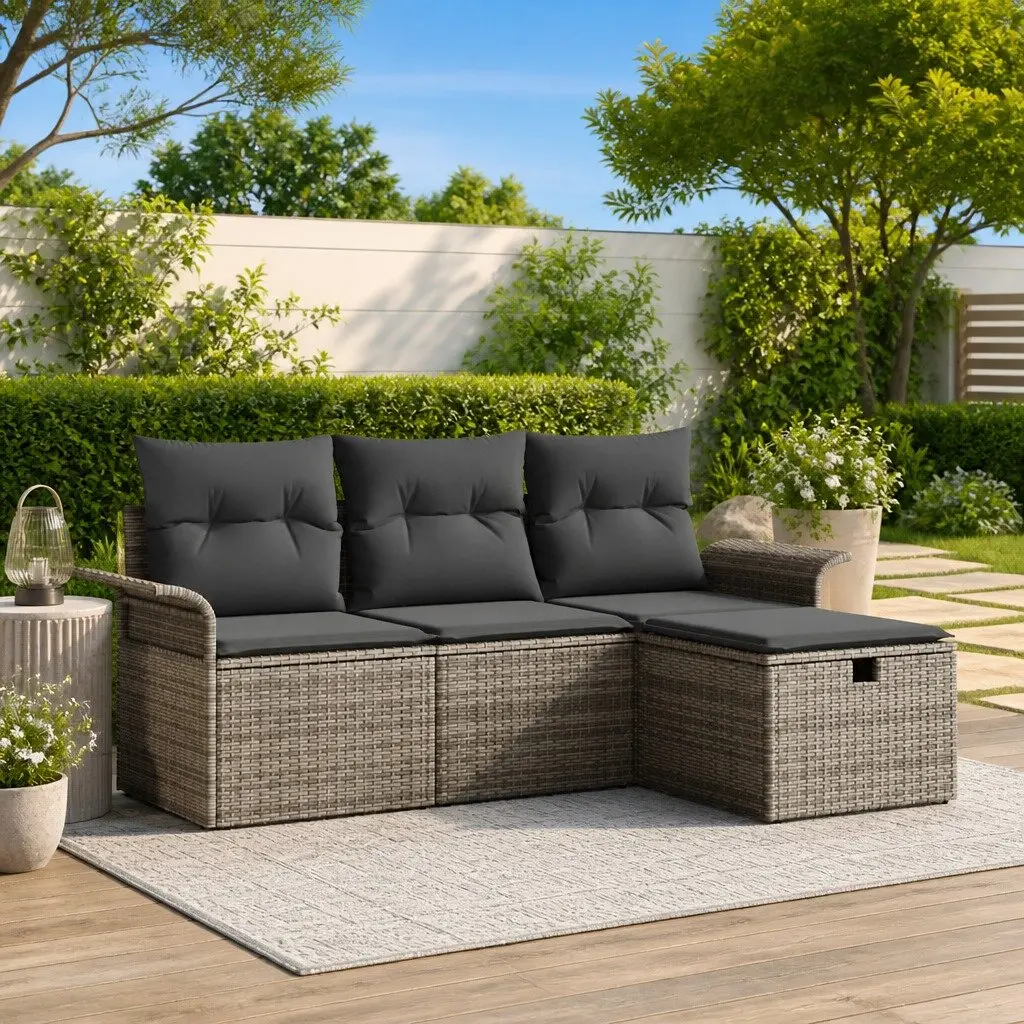 Modular Outdoor Sofa Set in Grey Rattan