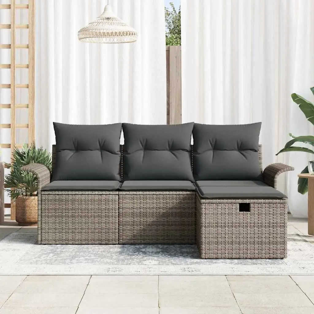 Modular Outdoor Sofa Set in Grey Rattan