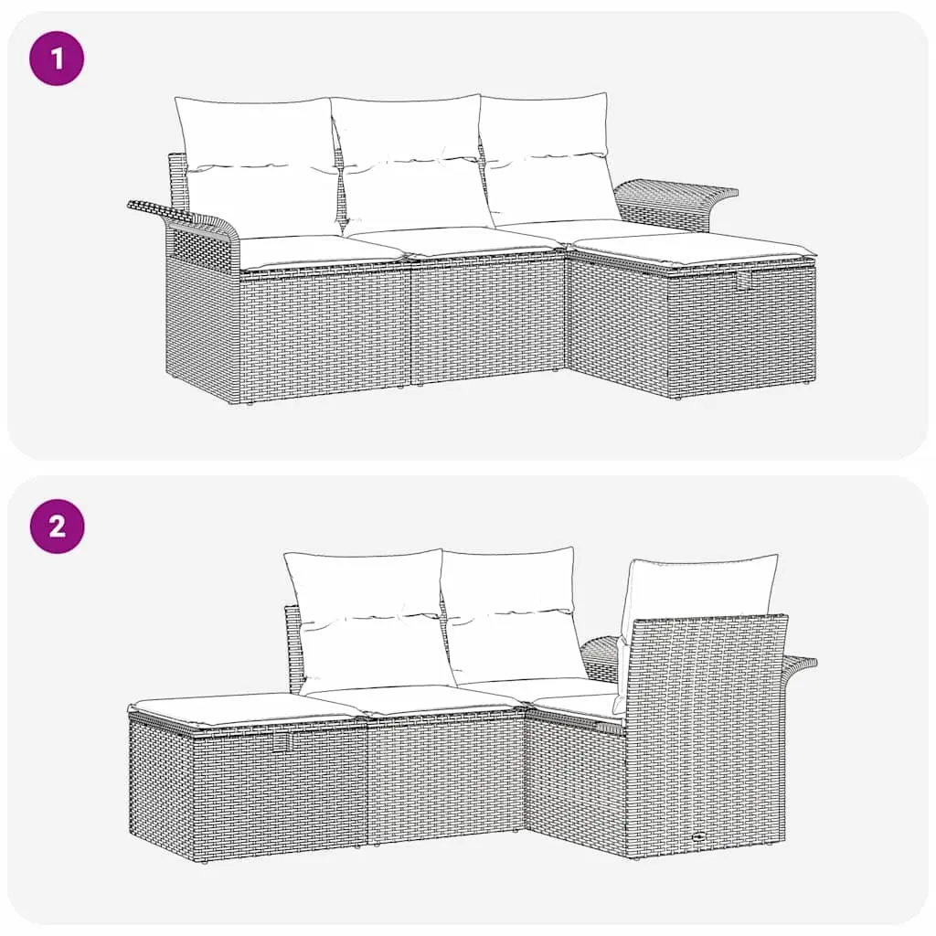Modular Outdoor Sofa Set in Grey Rattan