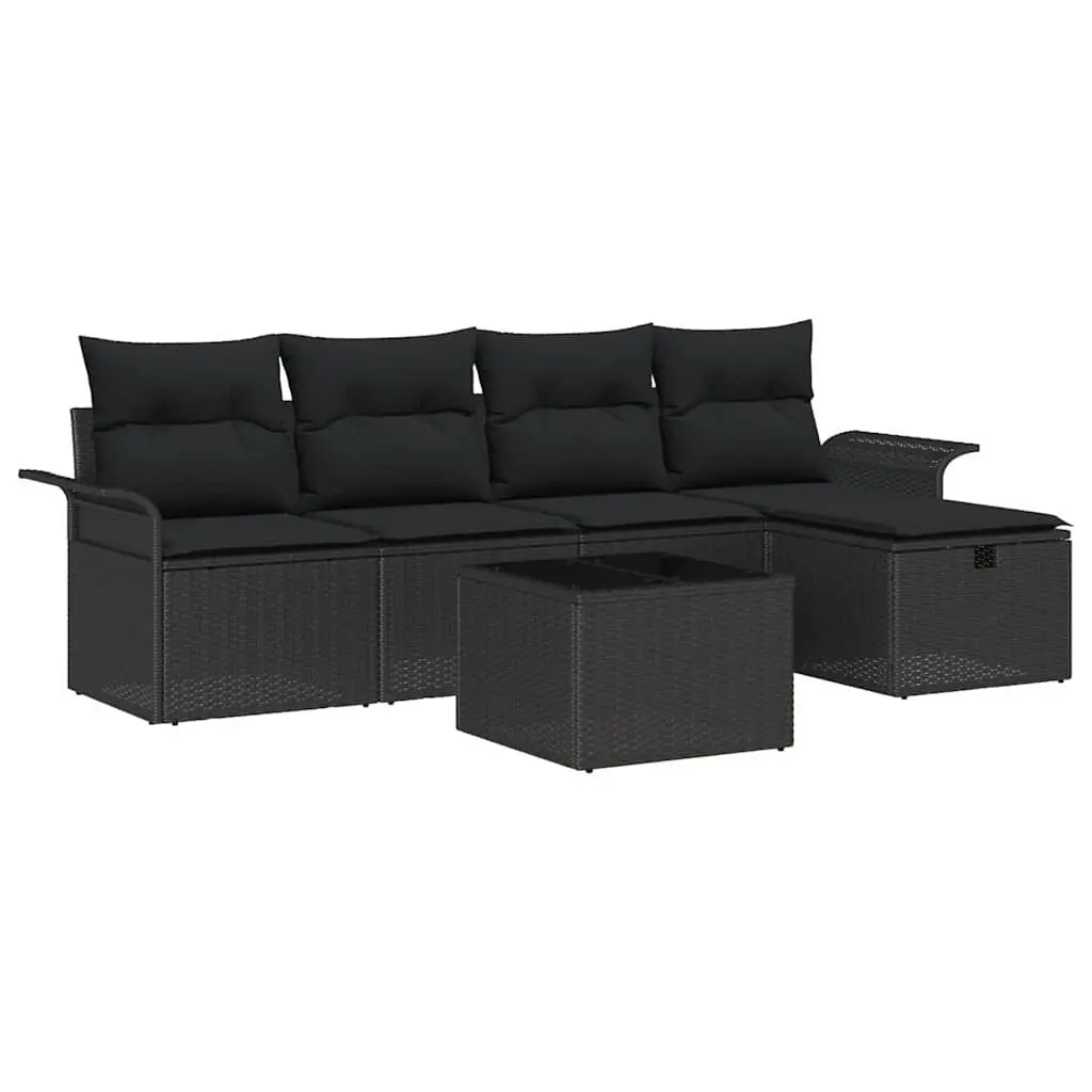 Modular Patio Sofa Set 6 Pcs Black Rattan