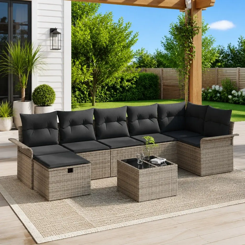8-Piece Modular Garden Sofa Set in Grey