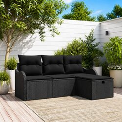 Premium Modular Black Poly Rattan Garden Sofa Set