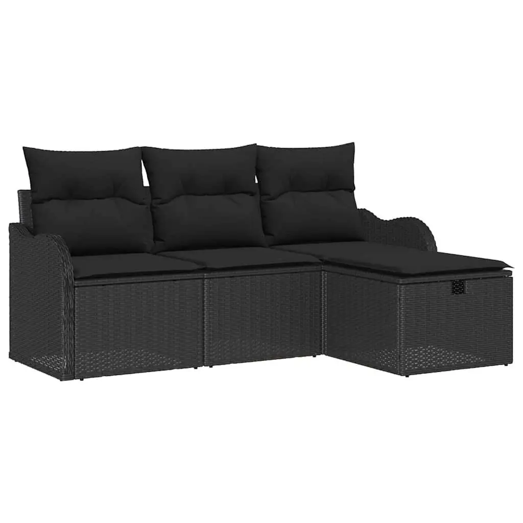 Modular Black Poly Rattan Garden Sofa Set