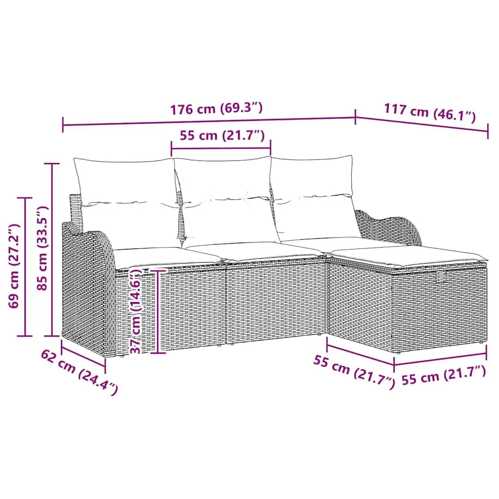 Modular Black Poly Rattan Garden Sofa Set