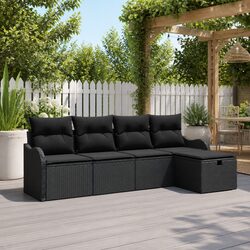 Durable 5-Piece Modular Garden Sofa Set in Black