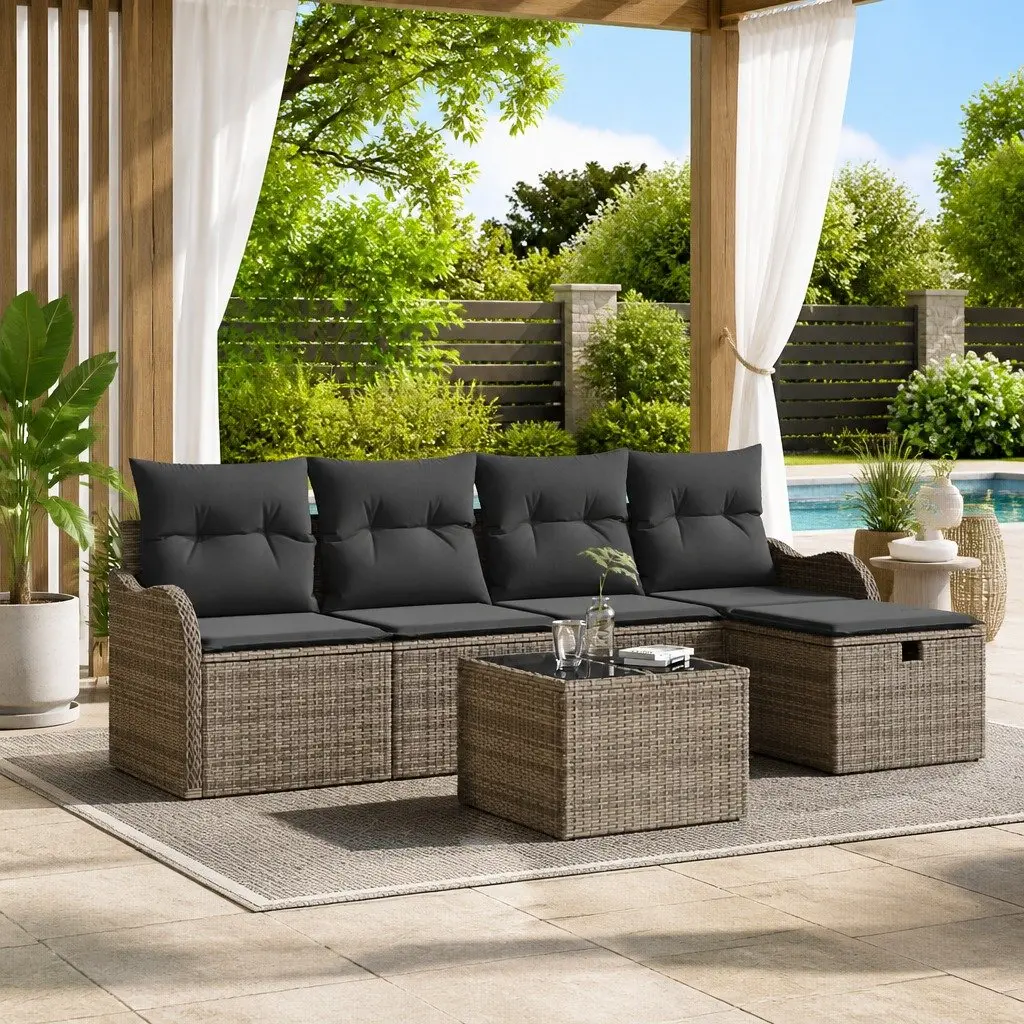 Grey Poly Rattan Modular Garden Sofa Set